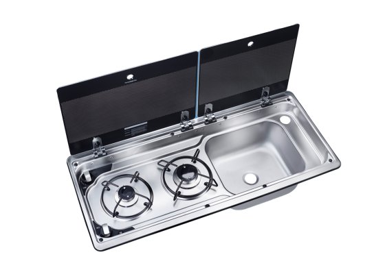 MO9722 Smev Combi Righthand Sink 2 Lids - Elec Ign
