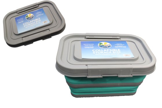 Aqua/Grey - Collapsible Storage Box with Handle