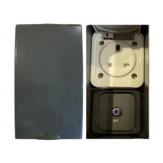 GREY TND External 13amp Socket Box and Satellite