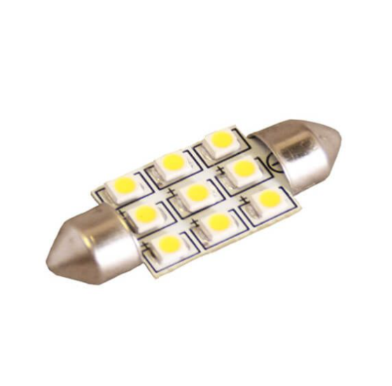 S8.5 Festoon 9 LED Warm White 12 Volt Bulb