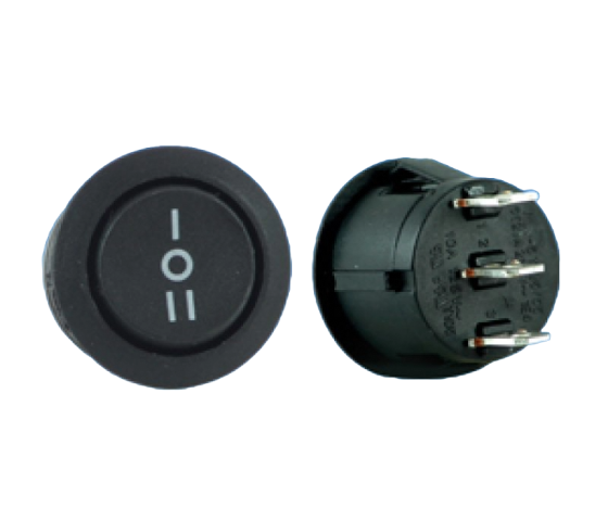 Black Circular Centre Off Rocker Switch