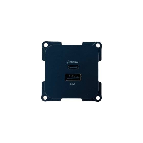 BLACK C-Line Twin USB Socket - USB-C and USB-A