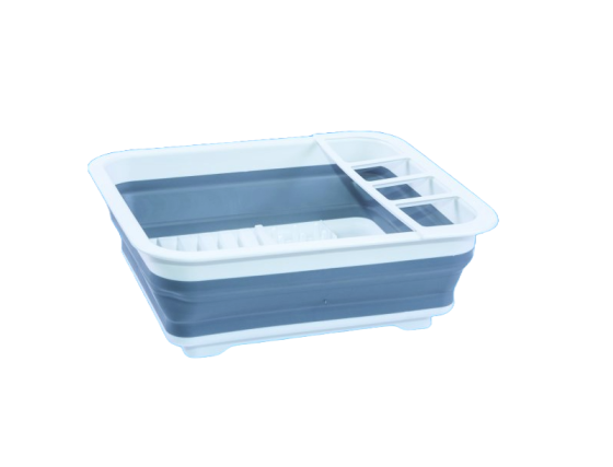 White/Grey - Collapsible Dish Rack with Drainer