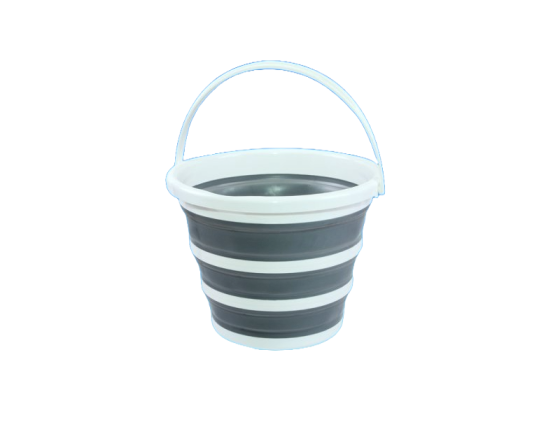 White/Grey - Collapsible Round Bucket with Handle