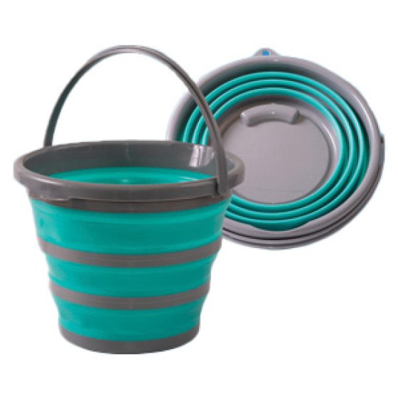 Aqua/Grey - Collapsible Round Bucket with Handle