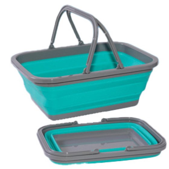 Aqua/Grey - Collapsible Shopping Basket