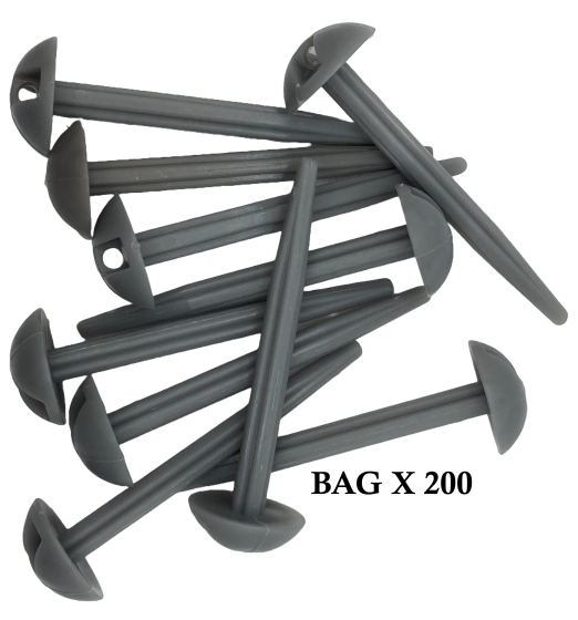 200 x GREY Plastic Groundsheet Peg