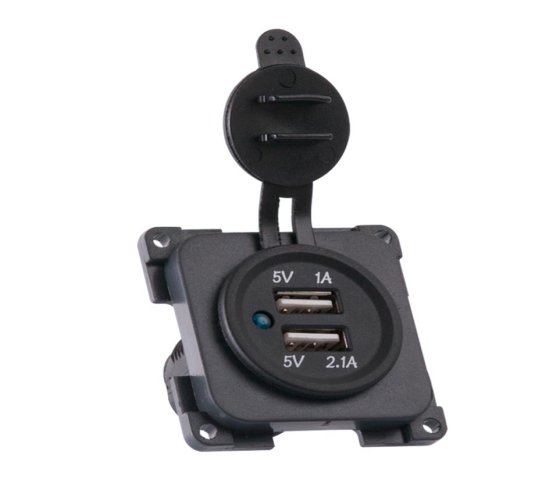 GREY C-Line Twin USB Socket - 5v 1a and 2.1 amp