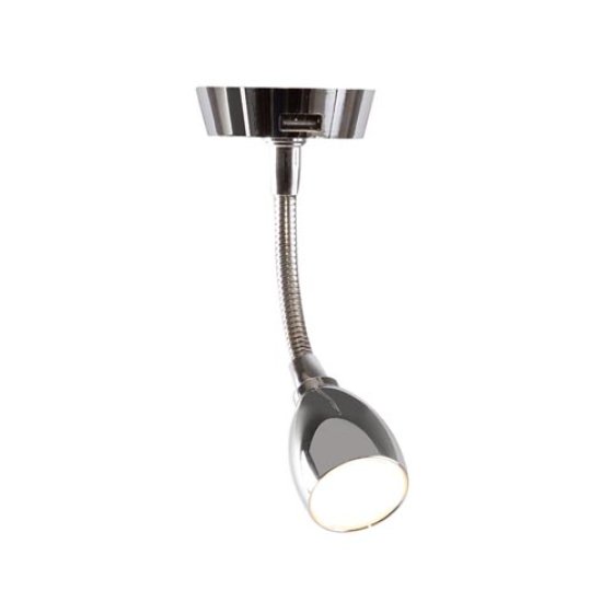 HERCULES - Chrome Switched Flexi Spotlight c/w USB