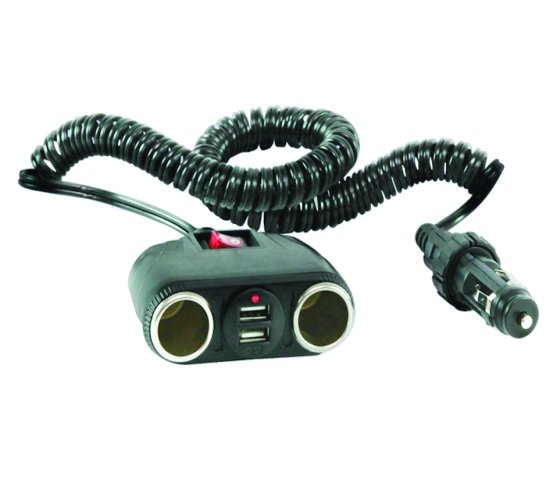 Double USB 12V Cigarette Socket c/w Switch and Ext