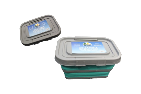 Aqua/Grey - Collapsible Storage Box with Handle